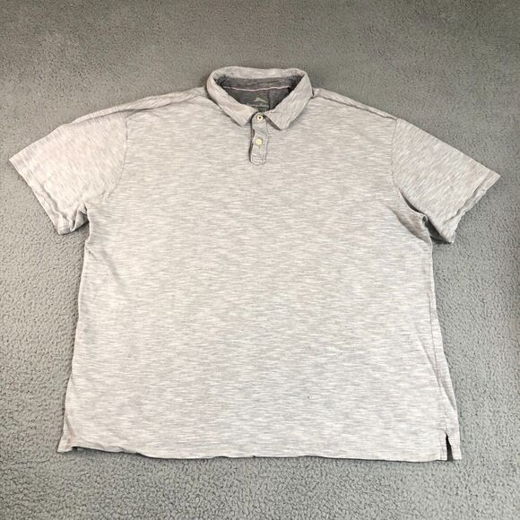 Tommy Bahama Shirt Men 2XLarge XXL Gray Polo Slit Logo Fishing Golf Casual Spots - Picture 1 of 11